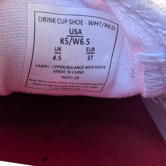 In-Out-Burger Drink Cup Sneakers RARE Burger Collectible Slip-On 6.5 - Picture 6 of 12